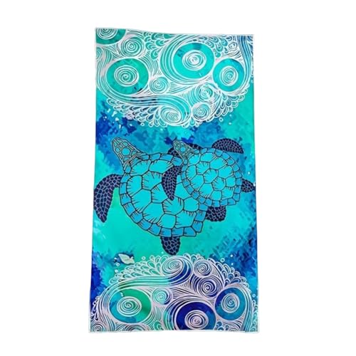 OFKAFEZV Strandtuch Mikrofaser Beach, Schildkröte Strandhandtuch 75 x 150 cm, Schnell Trocknend, Schnell Trocknendes Sandfest Handtuch für Sport Travel Yoga Camping Beach Gym (Turtle Grün) von OFKAFEZV