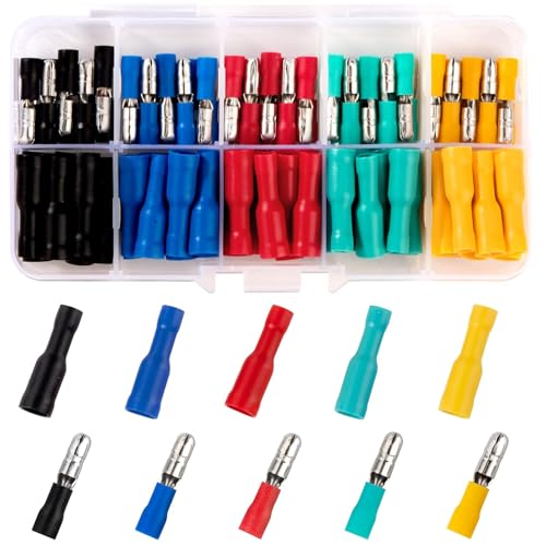 OFKPO 100 Stück Crimpverbinder, isolierte Crimpklemmen, Kugelklemmen-Set, für elektrische Ringdrähte von OFKPO