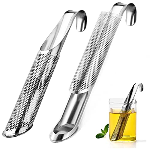 OFKPO 2 Stück Teesieb für Losen Tee, Teeei Edelstahl Feinmaschiges Teestab, Teeei Feinmaschiger Teesieb für Tasse, Tee Ei Tea Strainers für Tee Kaffee Gewürzen Silber von OFKPO