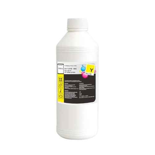 OFKSEWPA 250 ml 500 ml 1000 ml Universal Nachfüllfärbetinte -Set kompatibel mit verschiedenen Tintenstrahldruckern Multi -Color -Tinte(1000ml Yellow) von OFKSEWPA