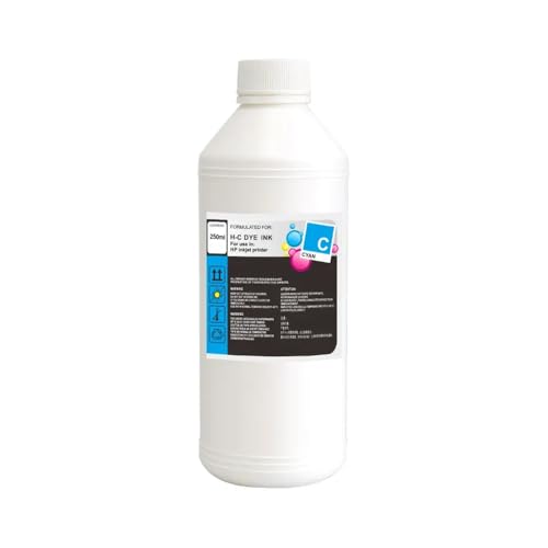 OFKSEWPA 250 ml 500 ml 1000 ml Universal Nachfüllfärbetinte -Set kompatibel mit verschiedenen Tintenstrahldruckern Multi -Color -Tinte(250ml Cyan) von OFKSEWPA