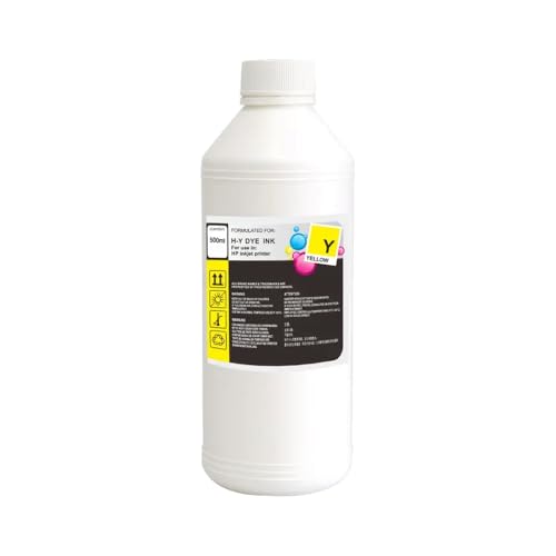 OFKSEWPA 250 ml 500 ml 1000 ml Universal Nachfüllfärbetinte -Set kompatibel mit verschiedenen Tintenstrahldruckern Multi -Color -Tinte(500ml Yellow) von OFKSEWPA