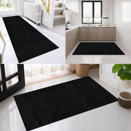 OFOFNG Läufer Flur Küche Waschbar rutschfest 60x150cm Abstrakt Schwarz Lang Küchenteppich Flurteppich Teppich Fur Korridor Wohnzimmer Schlafzimmer Meterware Anpassbar von OFOFNG