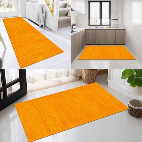 OFOFNG Läufer Flur Küche Waschbar rutschfest 60x200cm Abstrakt Oranje-Gelb Lang Küchenteppich Flurteppich Teppich Fur Korridor Wohnzimmer Schlafzimmer Meterware Anpassbar von OFOFNG