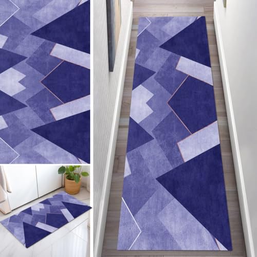 OFOFNG Läufer Flur Küche Waschbar rutschfest 70x280cm Abstrakt Blau Gelb Weiß Lang Küchenteppich Flurteppich Teppich Fur Korridor Wohnzimmer Schlafzimmer Meterware Anpassbar von OFOFNG