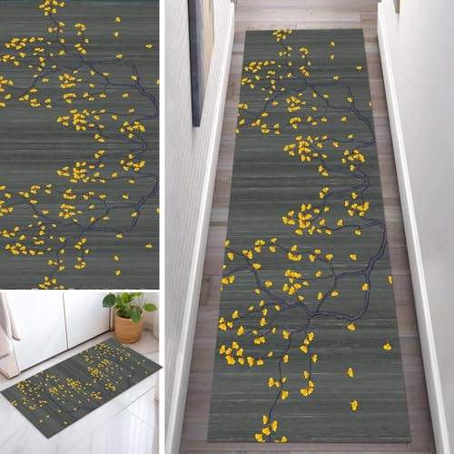 OFOFNG Läufer Flur Küche Waschbar rutschfest 90x200cm Modern Grau Gelb Blau Lang Küchenteppich Flurteppich Teppich Fur Korridor Wohnzimmer Schlafzimmer Meterware Anpassbar von OFOFNG