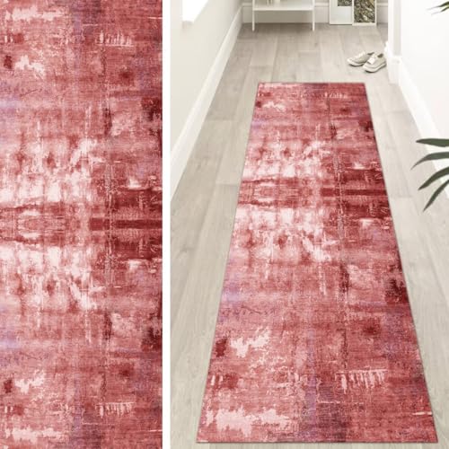 OFOFNG Läufer Flur Küche Waschbar rutschfest Lang 50x500cm Modern Rosa Küchenteppich Flurteppich Teppich Fur Korridor Wohnzimmer Schlafzimmer Meterware Anpassbar von OFOFNG