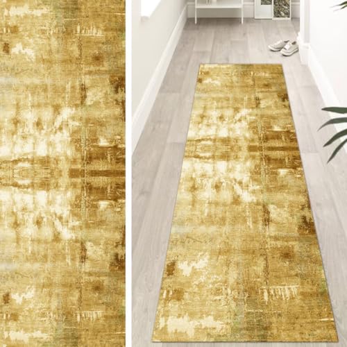 OFOFNG Läufer Flur Küche Waschbar rutschfest Lang 60x180cm Modern Gelb Küchenteppich Flurteppich Teppich Fur Korridor Wohnzimmer Schlafzimmer Meterware Anpassbar von OFOFNG