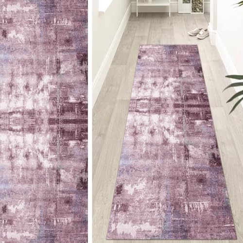 OFOFNG Läufer Flur Küche Waschbar rutschfest Lang 60x180cm Modern Violett Blau Küchenteppich Flurteppich Teppich Fur Korridor Wohnzimmer Schlafzimmer Meterware Anpassbar von OFOFNG