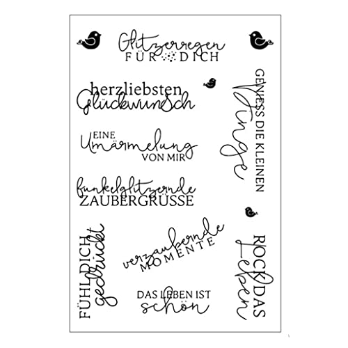 OFUNGO Clear Stamps Deutsch-Silikonstempel Set,Silikonstempel Set Sprüche Silikon Stempel für DIY Karte Scrapbooking Basteln, Silikonstempel Sprüche Deutsch für Geburtstag,Hochzeit,Weihnachten(7) von OFUNGO