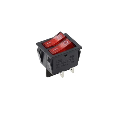 10er-Pack KCD6 16A 250V AC Wippschalter Boottyp 6-polig mit Licht KCD8 20A125V(4Pin Red No Lamp) von OFYPCURI