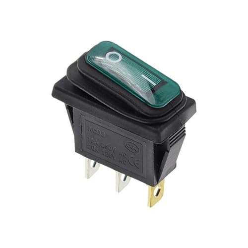 1PCCS KCD3 Schalter 15A 20A 125V 250V AC Heavy Duty DPST Auto Marine Kippschalter mit 3 Pins(Green) von OFYPCURI