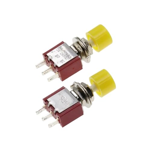 5er-Pack 3-poliger C-NO-NC 6 mm Mini-Druckknopfschalter mit automatischer Rückkehr EIN-(EIN) 2A 250VAC/5A 120VAC(Yellow) von OFYPCURI