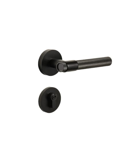 Messing gerändelt tür griff set for schlafzimmer bad doppel tür hebel QBCF(8550BK FlatHead Lock) von OFYPCURI