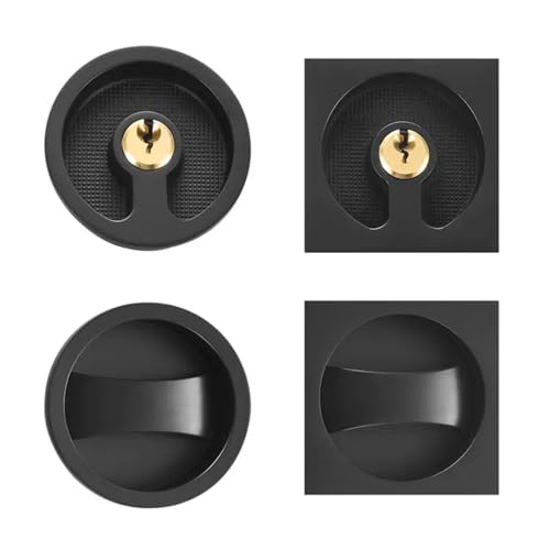 Schiebetürschloss Doppelhakenschloss eingebettetes verstecktes Türschloss(Black,SQUARE_HANDLES) von OFYPCURI
