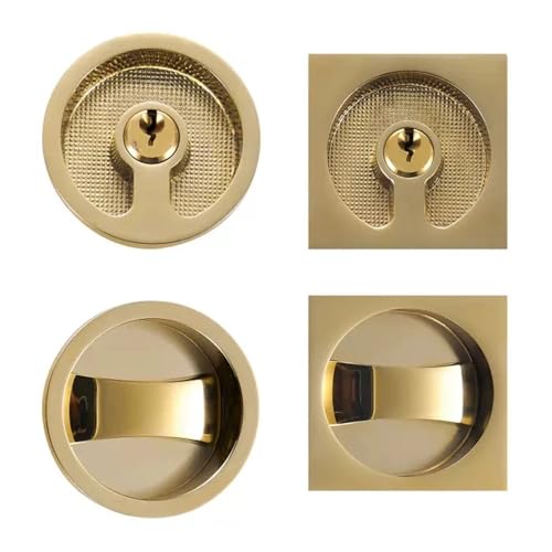 Schiebetürschloss Doppelhakenschloss eingebettetes verstecktes Türschloss(Gold,ROTUNDITY_HANDLES) von OFYPCURI