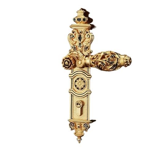 Türschloss aus Zinklegierung for den Innenbereich, leise, Sicherheitsschloss mit Goldgriff, Massivholztür(A-Gold) von OFYPCURI