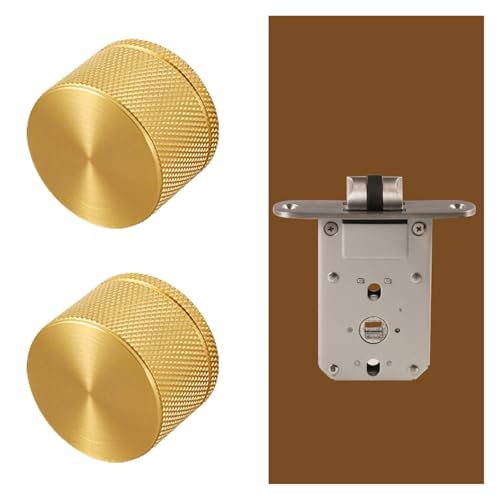 Unsichtbares Türschloss, doppelseitiger Innentürgriff, verstecktes Schloss, runder Griff(Gold-SB) von OFYPCURI