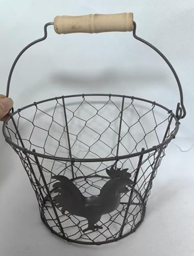 Eiersammelkorb, Drahtkorb Metall Aufbewahrungskorb zum Tragen und Sammeln von Hühnereiern, Obst Eiersammelkorb, Drahtkorb Metall Aufbewahrungskorb zum Tragen und Sammeln von Hühnereiern, Obst von OGANAZI