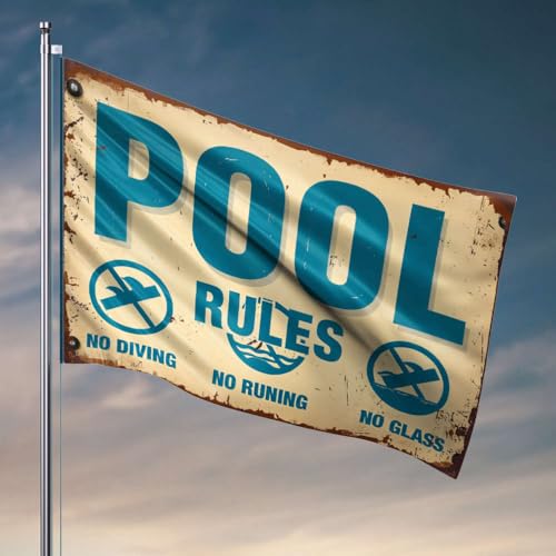 College Room Flags Pool Rules: No Diving, Running Or Glass Flag Man Cave Bar Gaming Room Accessories(152X244CM) von OGBD