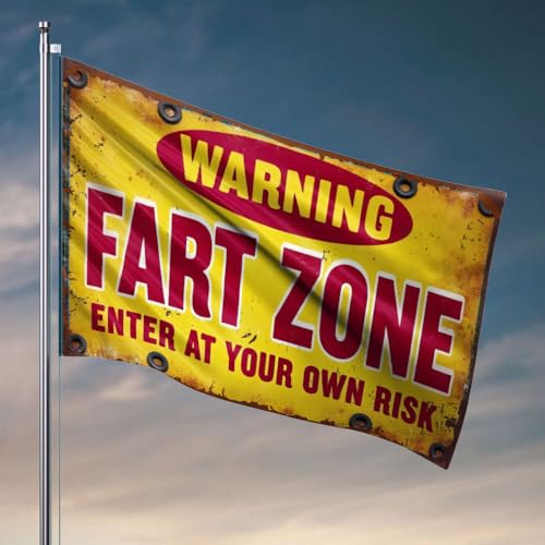 College Room Schild Warnung: Furzzone Betreten Sie auf eigene Gefahr Flagge College Wohnheim Zimmer Flagge Garage Dekor für Männer (30 x 45 cm) von OGBD
