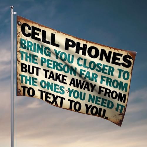 College-Zimmer-Schild, Handys bringen Sie näher. Flagge, College-Schlafsaal, Garage, Dekoration für Männer (152 x 244 cm) von OGBD