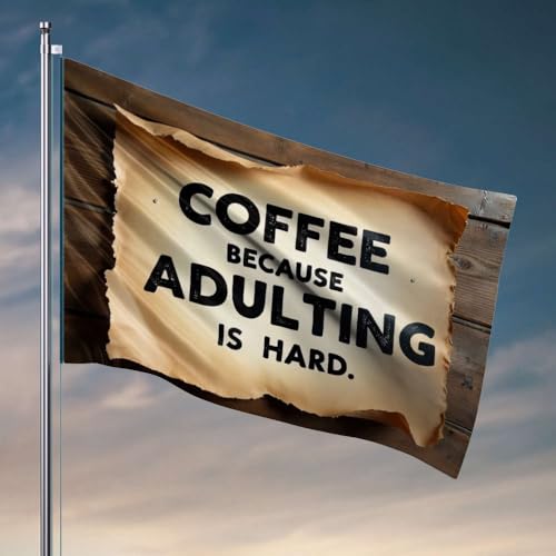 College-Zimmer-Schild "Coffee Because Adulting Is Hard". Flagge, College-Schlafsaal, Garage, Dekoration für Männer (152 x 244 cm) von OGBD