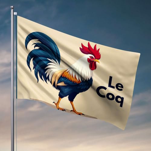 College-Zimmer-Schild mit buntem Hahn und Aufschrift "Le Coq", Flagge für Studentenwohnheim, Garage, Dekoration für Männer (60 x 90 cm) von OGBD