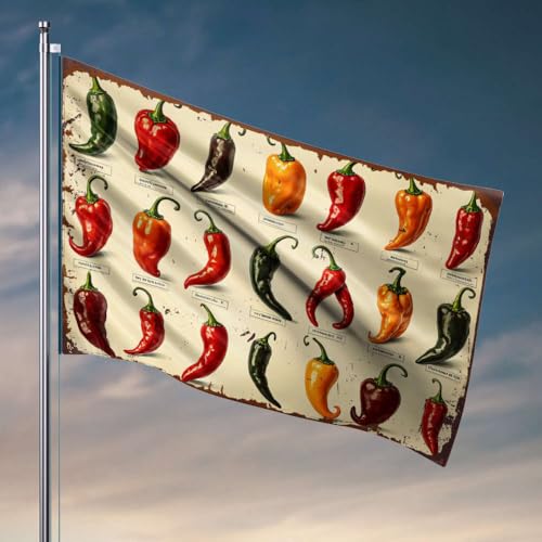 Coole Flaggen für Jungs, eine Vielzahl von bunten Chilischoten, Flagge, Terrasse, Dekoration, Männerhöhle, Zubehör und Dekoration (152 x 244 cm) von OGBD