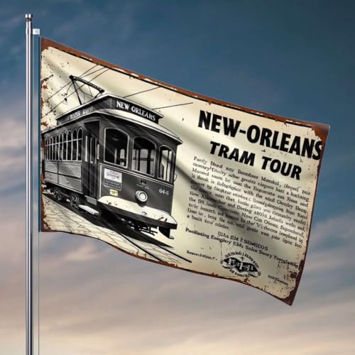 Coole Posterflaggen, New Orleans Straßenbahn, Tour-Flagge, Heimdekoration für Herren, Angelboot-Zubehör (120 x 180 cm) von OGBD