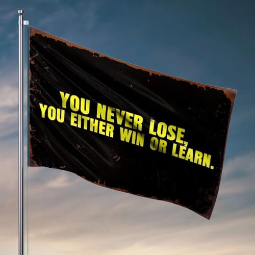 Coole Posterflaggen, die Sie nie verlieren, Sie gewinnen oder lernen. Flagge, Heimdekoration für Herren, Angelboot-Zubehör (60 x 90 cm) von OGBD