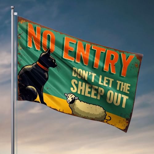 Coole Posterflaggen "No Entry" Don't Let The Sheep Out. Flagge, Heimdekoration, für Herren, Angelboot-Zubehör, 152 x 244 cm von OGBD