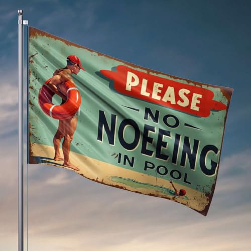 Flaggen für Jungenzimmer "Please No Peeing In" Pool-Flagge, Vintage-Bar-Dekoration, Retro-Raumdekoration (60 x 90 cm) von OGBD