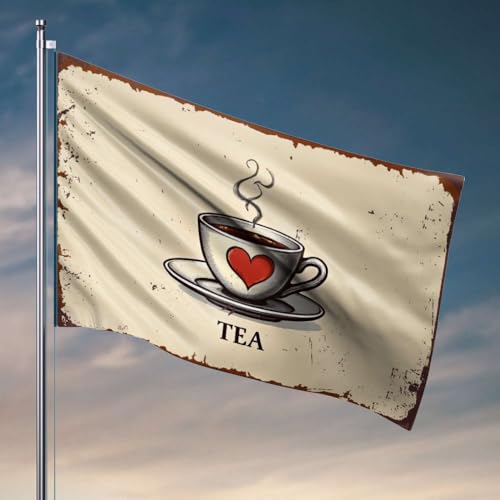 Flaggen für Studentenwohnheim, eine Tasse Tee mit Herz-Design, Flagge für Jugendliche, 30 x 45 cm von OGBD