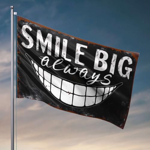 Grafische Flaggen für Zimmer, Smile Big Always, Flagge, Camper, Dekoration, Herren, Höhlendekoration (120 x 180 cm) von OGBD
