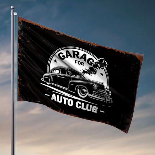 Heimdekoration, Herren-Garage für Auto, Club-Flagge, Dekoration für Männerhöhle, Garage, Dekoration für Männer (60 x 90 cm) von OGBD
