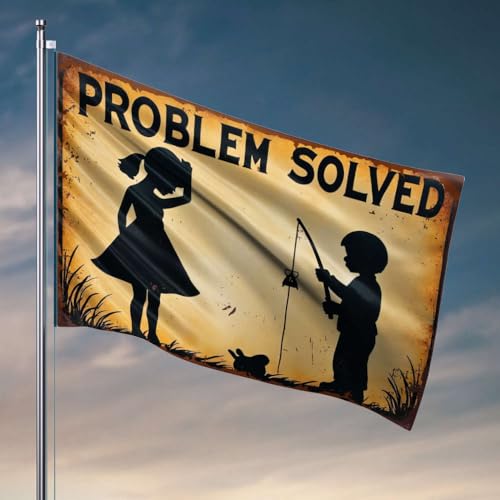 Heimdekoration, Männerproblem gelöst: Mädchen behebt die Angelrute für Jungen, Dekoration für Männer, Höhle, Garage, Dekoration für Männer (30 x 45 cm) von OGBD