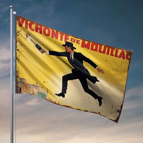 Heimdekoration, Vintage-Champagnerwerbung für Herren, mit einem Mann im Anzug, der eine Flasche Champagner hält, Flaggen-Dekor für Männerhöhle, Garage, Dekoration für Männer (60 x 90 cm) von OGBD