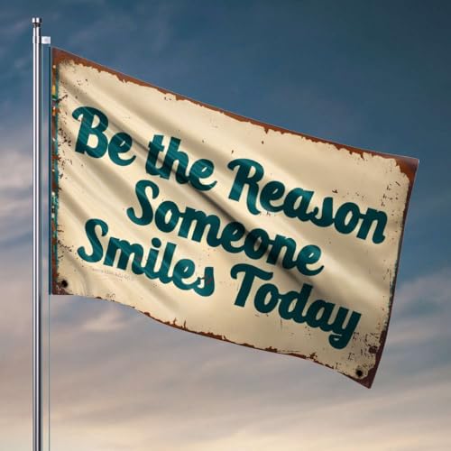 Heimdekoration "Men Be The Reason Someone Smiles Today". Flaggendekoration für Männerhöhle, Garage, Dekoration für Männer (120 x 180 cm) von OGBD