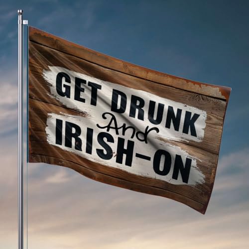 Home Decor Herren Get Drunk And Irish-On Flagge Schlafsaal Lustiges Fischerboot Zubehör (152 x 244 cm) von OGBD