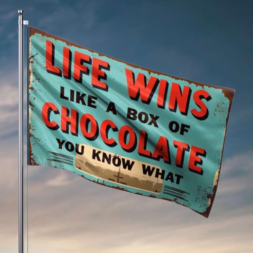 Lustige Flaggen für Zimmer, Jungs, das Leben gewinnt wie eine Schachtel Pralinen, Pool-Dekoration, 30 x 45 cm Lustige Flaggen für Zimmer, Jungs, das Leben gewinnt wie eine Schachtel Pralinen, Pool-Dekoration, 30 x 45 cm von OGBD