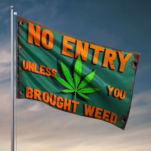 Lustige Flaggen für Zimmerjungs "No Entry Unless You Brought Weed", Pool-Dekoration, 152 x 244 cm Lustige Flaggen für Zimmerjungs "No Entry Unless You Brought Weed", Pool-Dekoration, 152 x 244 cm von OGBD
