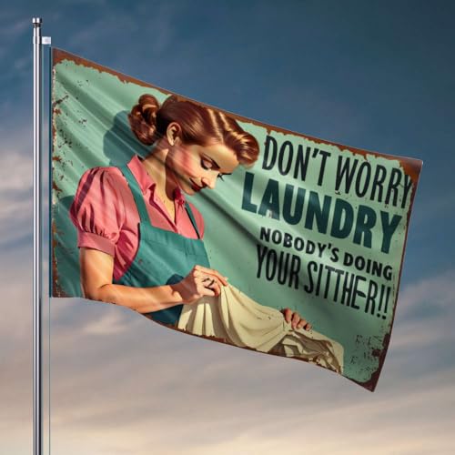 Lustiges College-Dekor, Wäschetag: No One'S Doing Your Sitter! Flagge, Schlafsaal, lustiges Spielzimmer-Möbel, 152 x 244 cm Lustiges College-Dekor, Wäschetag: No One'S Doing Your Sitter! Flagge, Schlafsaal, lustiges Spielzimmer-Möbel, 152 x 244 cm von OGBD