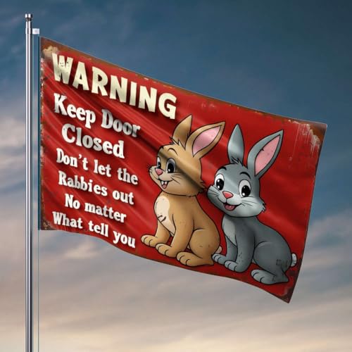 Männerhöhlen-Dekorationen halten die Tür geschlossen, Rabbies im Inneren. Flaggenflaggen für Teenager, Bar, Männerhöhle, Dekoration (60 x 90 cm) von OGBD