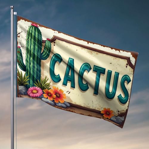 Männerhöhlendekoration, Wüstenpflanzen: Kakteen und lebendige Blüten, Flaggenflaggen für Teenager, Bar, Männerhöhle, Dekoration (60 x 90 cm) von OGBD