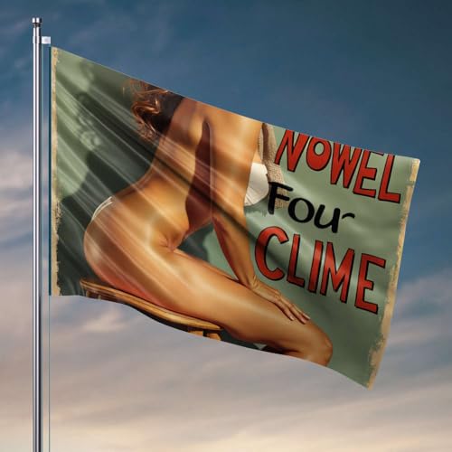 Männerhöhlendekoration, eine Frau sitzt auf einem Hocker, teilweise bedeckte Flaggenflaggen für Männer, Gartenflaggenständer (30 x 45 cm) von OGBD