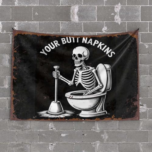 OGBD Schlafzimmer-Tür-Dekoration, Skelett mit Kolben neben der Toilette, Wandteppich, Jungen, Schlafzimmer-Zubehör, einzigartiger Wandteppich (75 x 100 cm) von OGBD