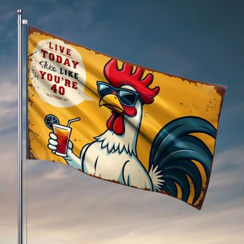 Raumflaggen für Jungs Live Today Like You'Re 40. Flaggen-Pool-Zubehör (60 x 90 cm) von OGBD