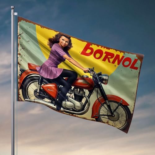 Raumflaggen für Jungs Vintage Bornol Motorrad Werbung. Flagge Pool Zubehör Pool Zubehör (60 x 90 cm) von OGBD