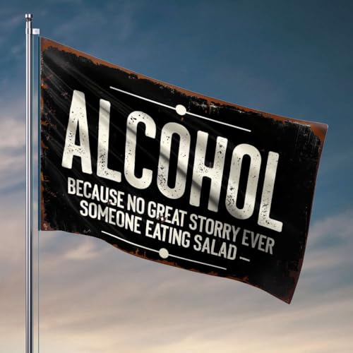 Veranda-Flagge, Alkohol: "No Great Story About Salat", coole Schlafsaal-Flaggen, Schlafzimmerzubehör (120 x 180 cm) von OGBD